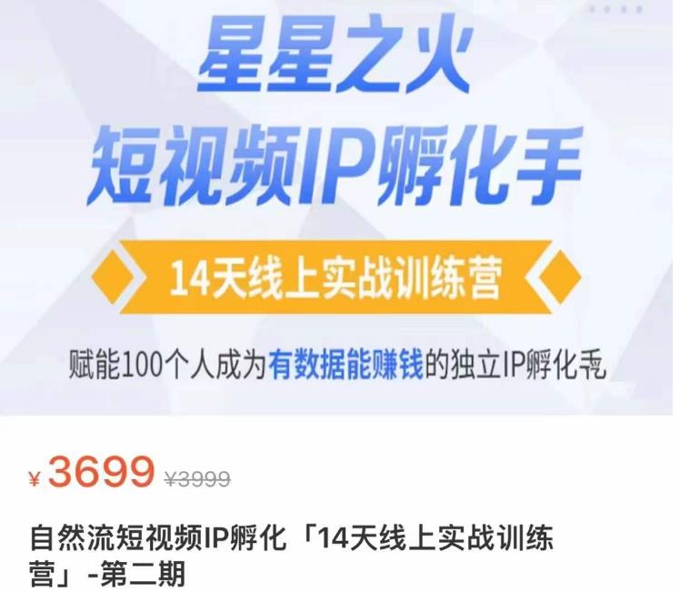 瑶瑶·自然流短视频IP孵化第二期，14天线上实战训练营，赋能100个人成为有数据能赚钱的独立IP孵化手-旺仔资源库