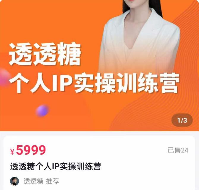 透透糖2023个人IP实操训练营，基础准备+短视频实操+高手进阶+变现落地+数据+电商-旺仔资源库