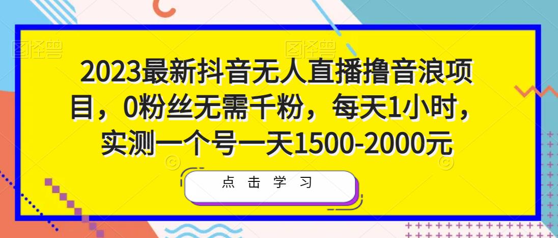 2023最新抖音无人直播撸音浪项目，0粉丝无需千粉，每天1小时，实测一个号一天1500-2000元-旺仔资源库