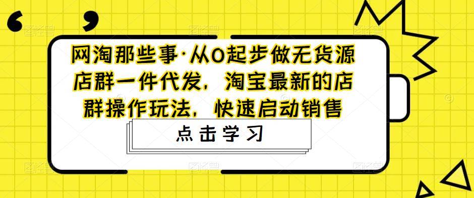 网淘那些事·从0起步做无货源店群一件代发，淘宝最新的店群操作玩法，快速启动销售-旺仔资源库