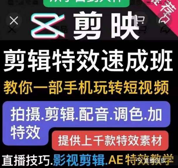 特效罗剪辑特效速成班：一部手机玩转短视频提供上千款特效素材【无水印】-旺仔资源库