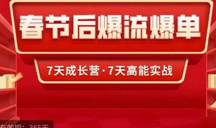 7天实操成长营之《春节后爆流爆单,7天高能实战》