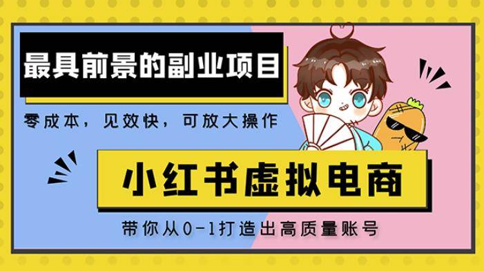 小红书蓝海大市场虚拟电商项目，手把手带你打造出日赚2000+高质量红薯账号-旺仔资源库