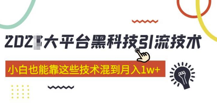 大平台黑科技引流技术，小白也能靠这些技术混到月入1w+(2022年的课程）-旺仔资源库