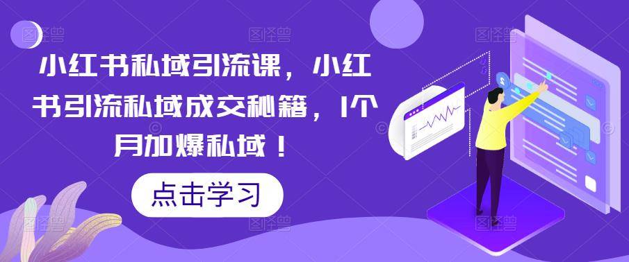 小红书私域引流课，小红书引流私域成交秘籍，1个月加爆私域！-旺仔资源库